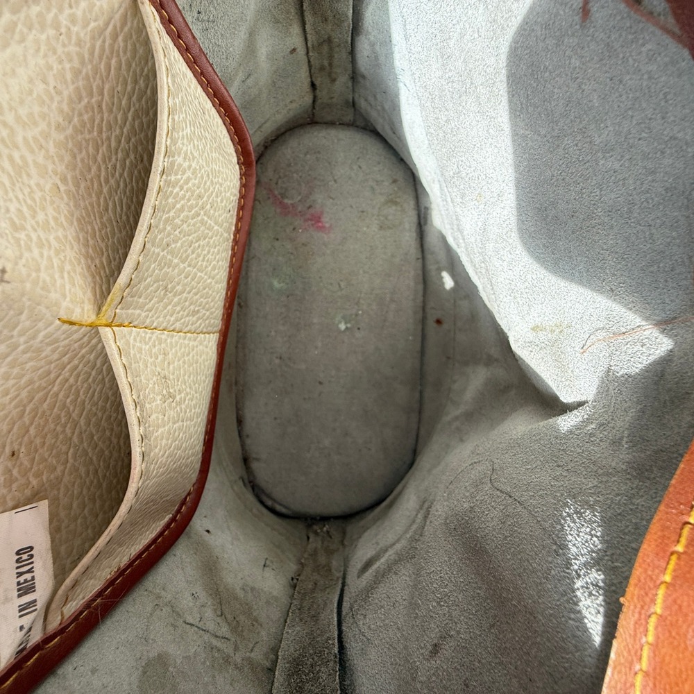 Vintage Dooney & Bourke All Weather Leather Dome Satchel Beige Brown Duck Bag - Picture 10 of 10